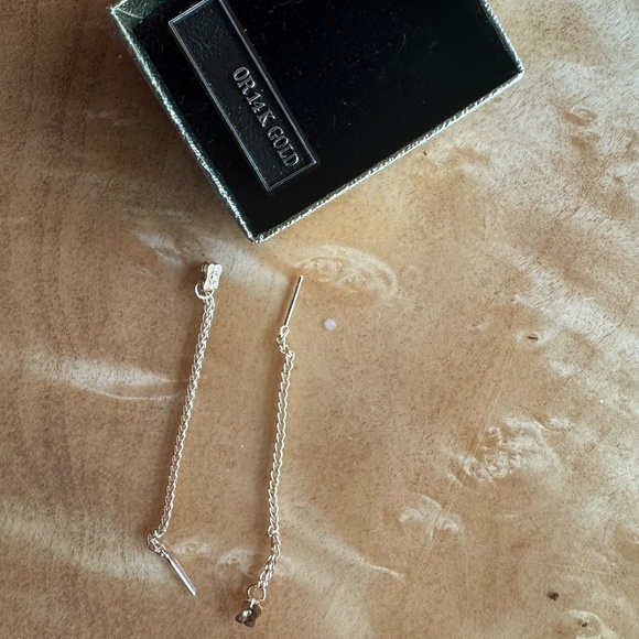 14K Gold Chain Earrings | New in Box | Unworn | Unique Chain Earring Design - Picture 2 of 5